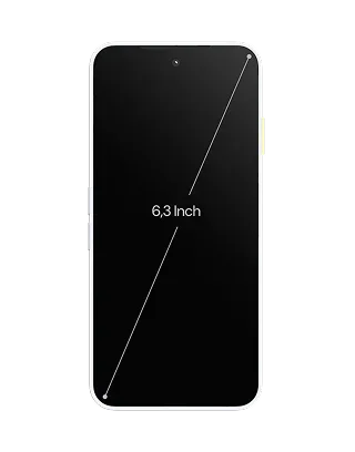 The Fairphone Gen.6 outline indicating a 6.3-inch screen size.